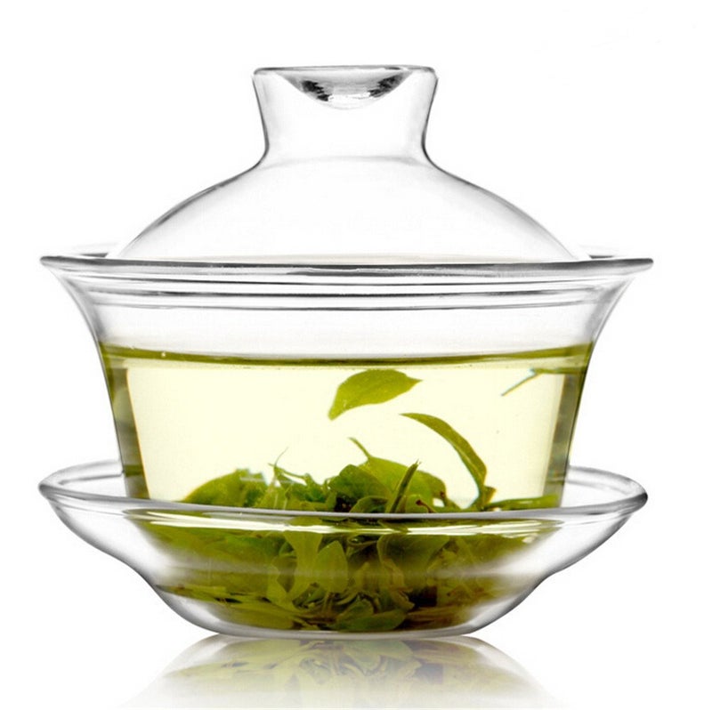 Mozentea Gaiwan Tea Set, 150ml Glass, Traditional Chinese Kung Fu Ceremony - Image 1